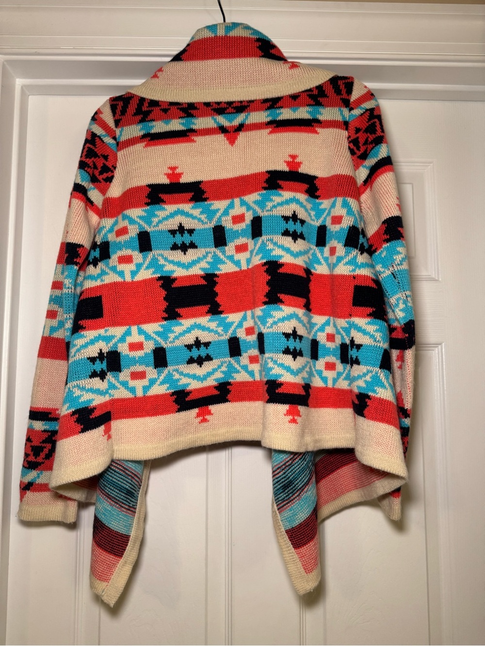Moon Collection Southwestern Aztec Waterfall Cardigan Sweater L Boho Western - Picture 3 of 5